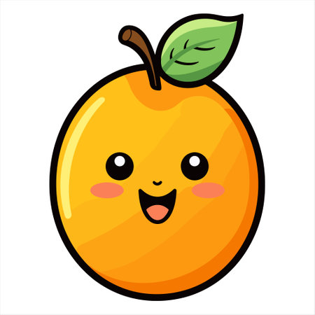 Cute kawaii orange fruit isolated on white background. Vector illustration.のイラスト素材