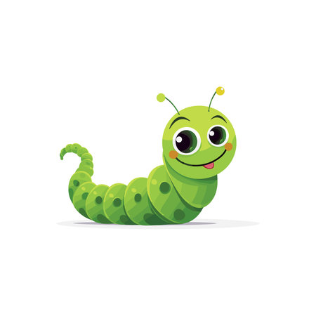 Cute cartoon caterpillar isolated on white background. Vector illustration.のイラスト素材