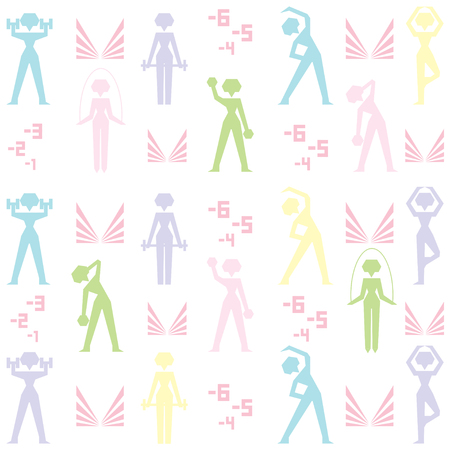 Woman fitness beauty and health seamless pattern for paper fabric and web designのイラスト素材