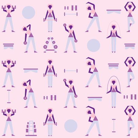 Woman fitness beauty and health seamless pattern for paper fabric and web designのイラスト素材