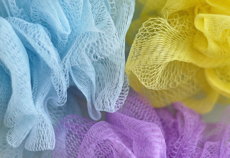 bath accessories colorful mesh weave confusion textureの写真素材