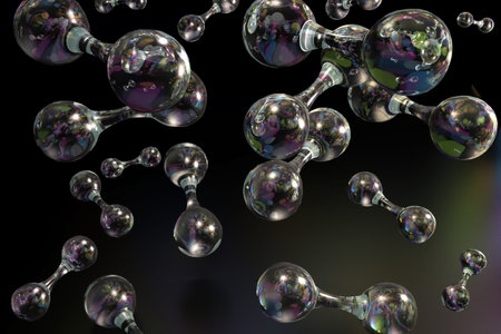 3D multicolored molecular background for web and print