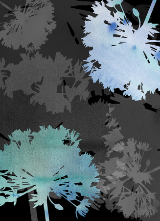 Abstract watercolor background with floral elementsの写真素材