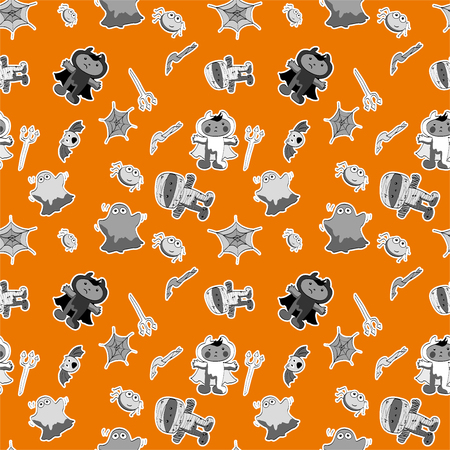 Helloween seamless flat vector patternのイラスト素材