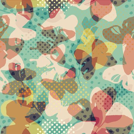 Butterflies and polka dots transparent seamless pattern.のイラスト素材
