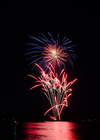 Fireworks up in the sky on 4th of Julyの写真素材