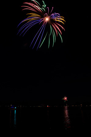 Fireworks up in the sky on 4th of Julyの写真素材
