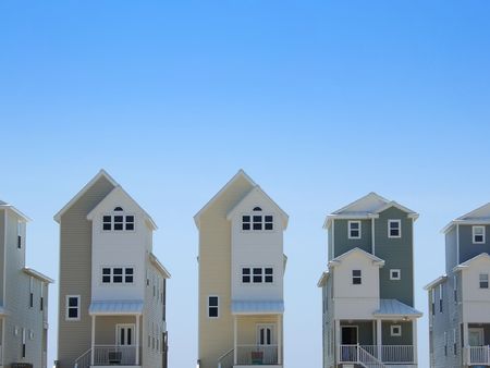 Pastel colored row houses in Floridaの写真素材