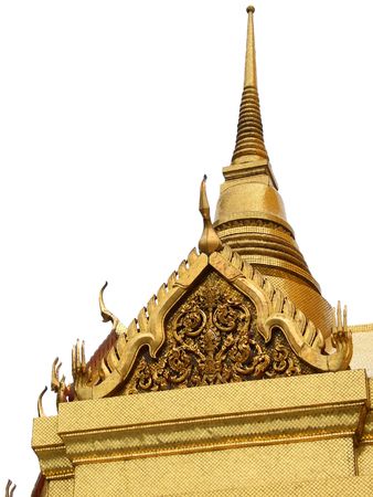 Isolated golden chedi in Grand Palace Emerald Temple, Bangkok, Thailandの写真素材