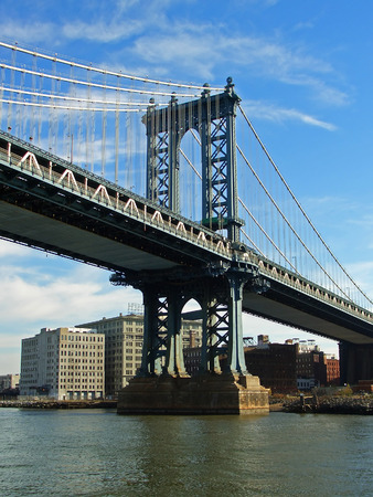 Brooklyn industrial buildings under Manhattan bridge, New Yorkの写真素材