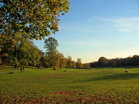 People relaxing in Prospect Park, Brooklyn, New Yorkの写真素材