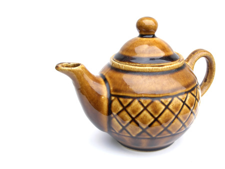 Old teapot isolated on white backgroundの写真素材