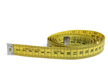 Measuring tape, isolated on white backgroundの写真素材