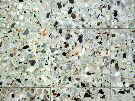 Traditional venetian tiled floor (Seminato alla Veneziana), green cement baseの写真素材