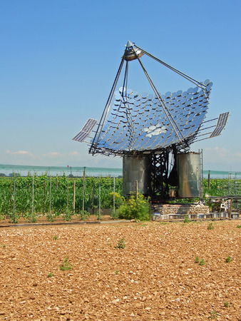 Water heating mirror solar panels and photovoltaic cellsの写真素材