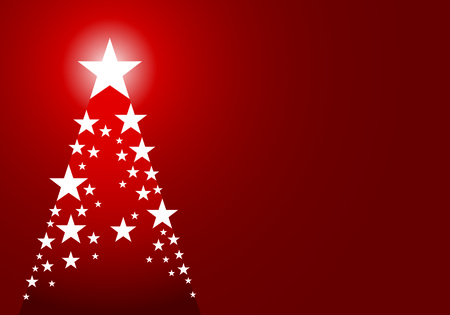 Red christmas background with tree made up of starsのイラスト素材