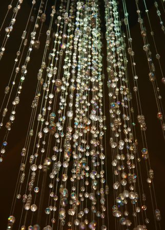 Abstract background made with several threads of crystal spheres, shallow depth of fieldsの写真素材