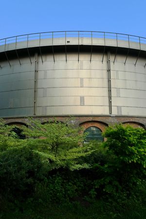 Back view of Gashouder building in Westerpark, Amsterdam, Netherlandsの写真素材