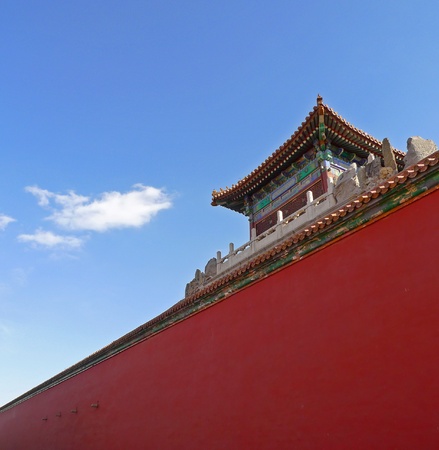 Pavilion on top of Forbidden City perimetral wall, Beijing, China の写真素材