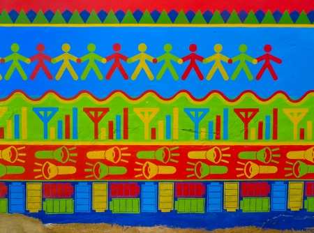 Colorful painted Haveli in the city of Mandawa, Rajasthan, Indiaの写真素材