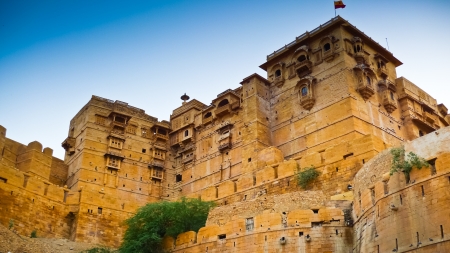The ramparts of Jaisalmer Fort, Rajasthan, Indiaのeditorial素材