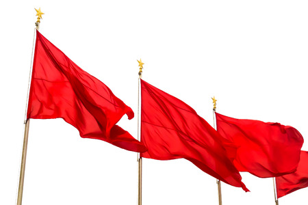 Chinese red flags, Tiananmen square, Beijing, Chinaの写真素材
