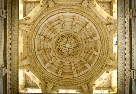 Main dome ceiling of Ranakpur Jain temple, Rajasthan, Indiaの写真素材
