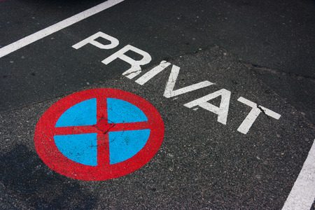 Private parking markings in Klagenfurt, Austriaの写真素材
