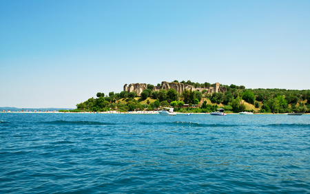 Sirmione, Lake Garda. Italy. view on ruins of Grotto of Catullus,Roman private edifice, June 19, 2017のeditorial素材