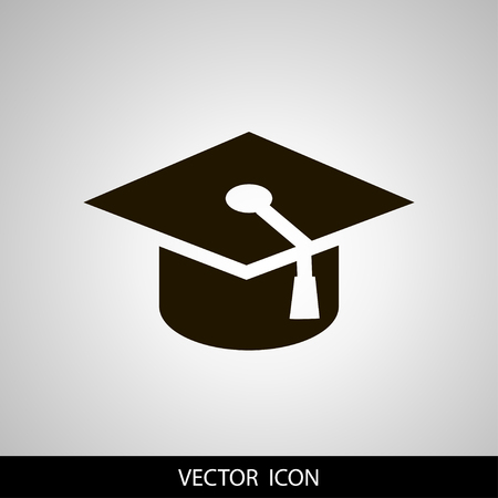 graduation cap icon, vector illustration. Flat design style.のイラスト素材