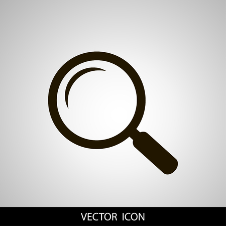 Vector magnifying glass icon black, isolated on a light backgroundのイラスト素材