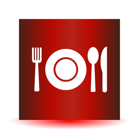 Fork, spoon and plate, vector iconのイラスト素材