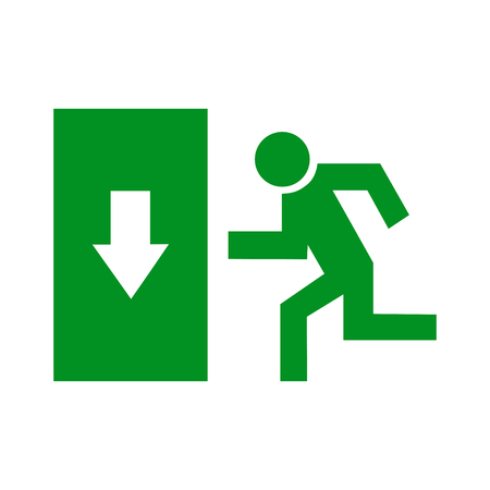 Safe sign. The exit icon. Emergency exit. Green icon on a white background.のイラスト素材