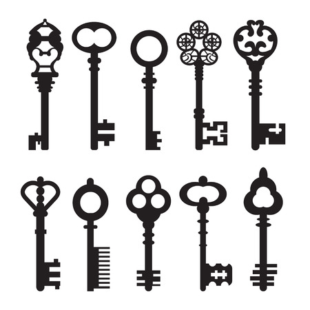 Set of isolated graphical retro keys. Vector illustration.のイラスト素材