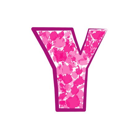 English pink letter Y on a white background. Vector illustration.のイラスト素材