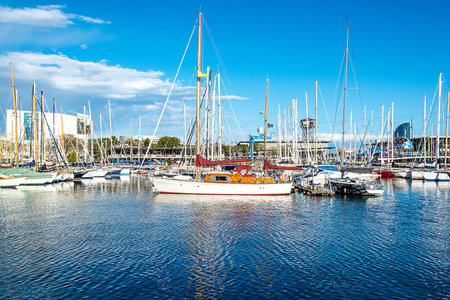 Port with yachts in Barcelona, Spain