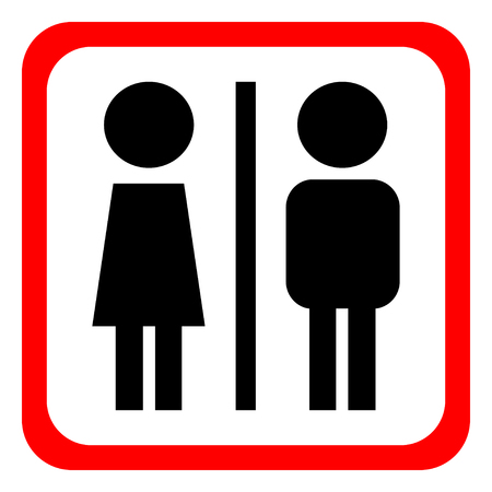 Vector man and woman icons, toilet sign, restroom, minimal style, pictogramのイラスト素材