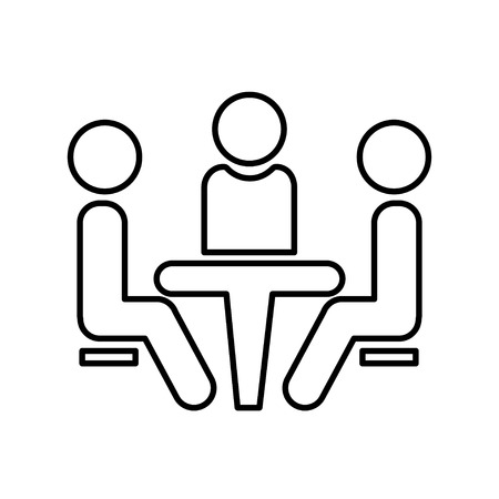 Conference icon. People sitting at the table.Conference icon. People sitting at the table. Vector illustration.のイラスト素材