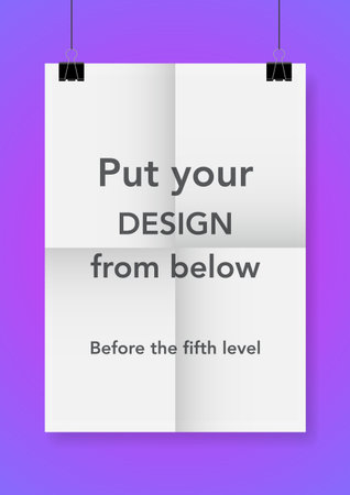 Twice a folded poster with clamps. Vector illustration.のイラスト素材