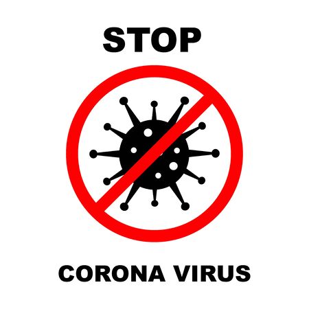 Coronavirus 2019-nCoV. Corona virus icon. Black on white background isolated. No Infection and Stop Coronavirus Concepts. Vector illustration.のイラスト素材