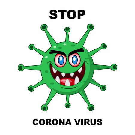 Coronavirus 2019-nCoV. Coronavirus icon. Green on white background isolated. No Infection and Stop Coronavirus Concepts. Vector illustration.のイラスト素材