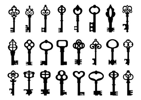 Set of isolated graphical retro keys. Vector illustration.のイラスト素材