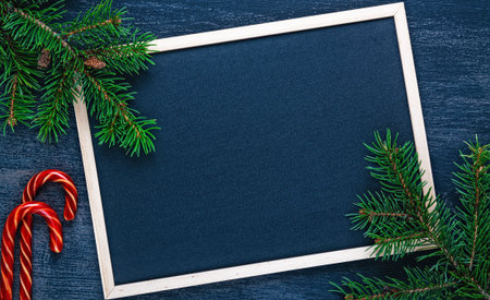 Black blackboard with christmas tree