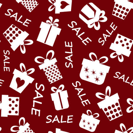 Seamless pattern with gift boxes and sale.Vector illustration.のイラスト素材