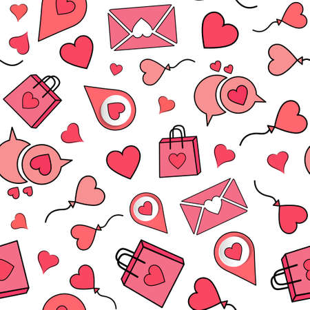 set of hearts seamless pattern background, ideal for celebrations, holidays, wedding and valentines dayのイラスト素材