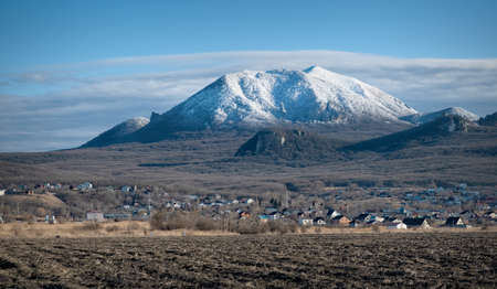 View of Mount Beshtau from Zheleznovodsk, Russiaの写真素材