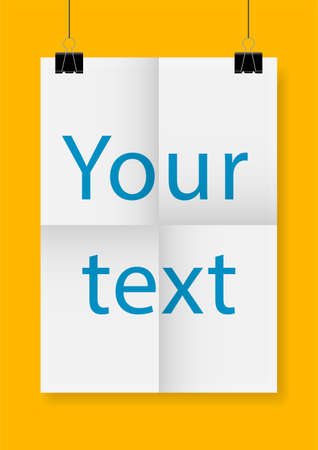 Blank template of a paper sheet on yellow wall.のイラスト素材