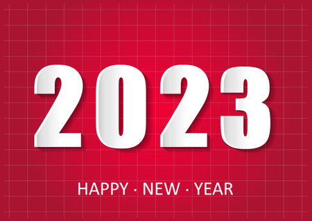Happy New Year 2023. Background Template. Holiday Vector Illustration of Paper Cut Numbers 2023....