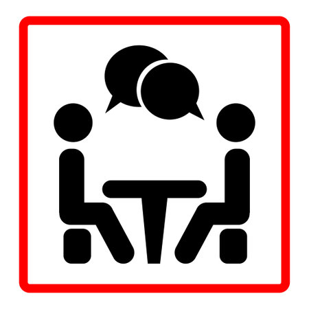 icon conference. People sitting around the table talking. vector illustration.のイラスト素材