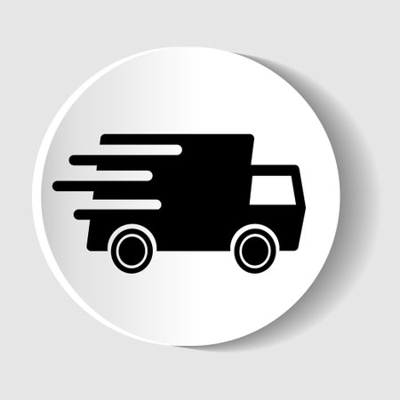 Fast moving shipping delivery truck line art vector icon for transportation apps and websitesのイラスト素材